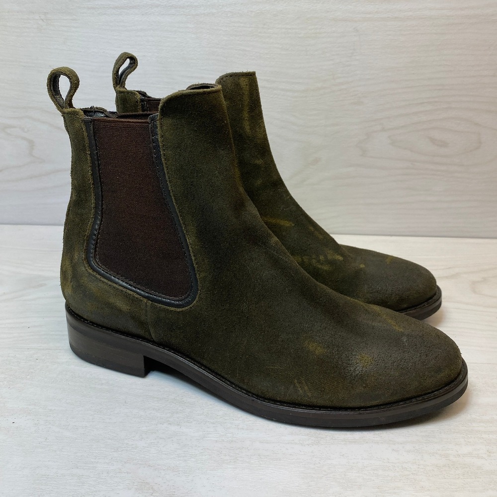 Thursday Boot Co Womens 7 Duchess Chelsea Boots Olive Green Suede Ankle Lug Sole